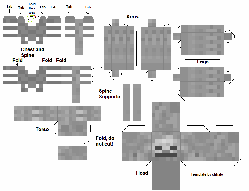 Развертка/схема земляного блока из Minecraft: с травой и без травы
