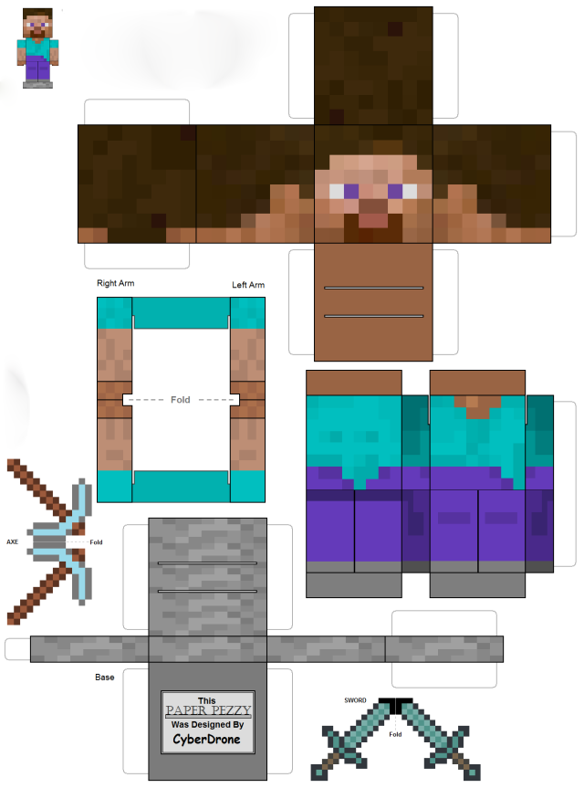 Minecraft From Paper: Steve and Mobs &#8211; Minecraft Vika