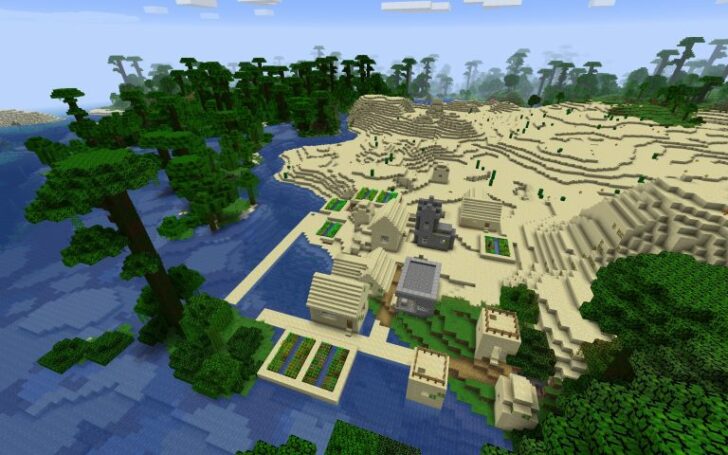 Minecraft Seed: Desert Village and Spawner Mobs 1.13.2 &#8211; Sids For Minecraft