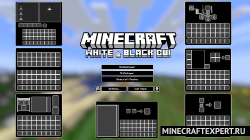 White & Black Gui [1.21.3] [1.20.6] (16x) — черно-белый интерфейс